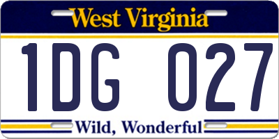 WV license plate 1DG027