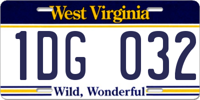 WV license plate 1DG032