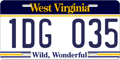 WV license plate 1DG035