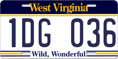 WV license plate 1DG036