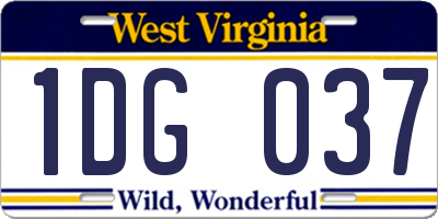 WV license plate 1DG037
