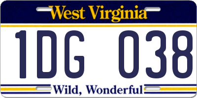 WV license plate 1DG038