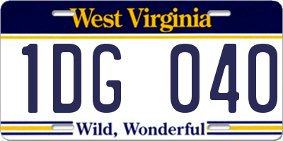 WV license plate 1DG040