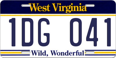 WV license plate 1DG041
