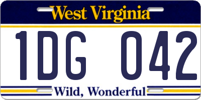 WV license plate 1DG042