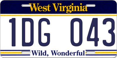 WV license plate 1DG043