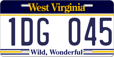 WV license plate 1DG045