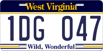 WV license plate 1DG047