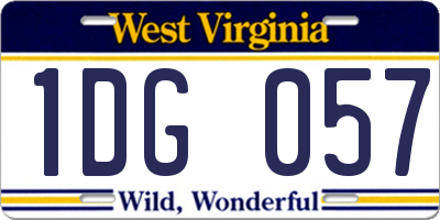 WV license plate 1DG057