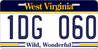 WV license plate 1DG060