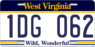 WV license plate 1DG062