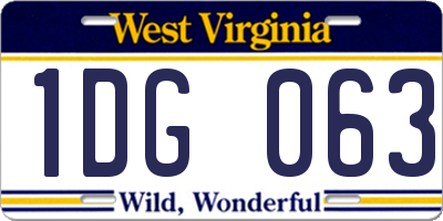 WV license plate 1DG063