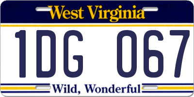 WV license plate 1DG067