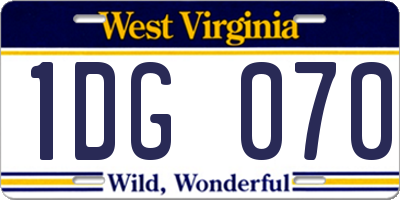 WV license plate 1DG070