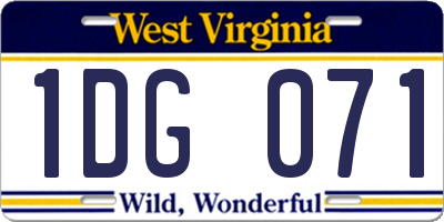 WV license plate 1DG071