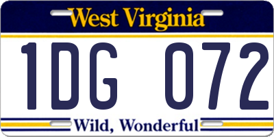 WV license plate 1DG072