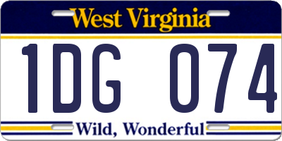 WV license plate 1DG074