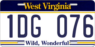 WV license plate 1DG076