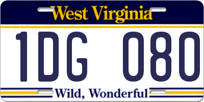 WV license plate 1DG080