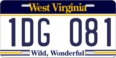 WV license plate 1DG081