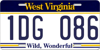 WV license plate 1DG086