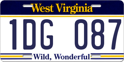 WV license plate 1DG087