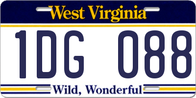WV license plate 1DG088