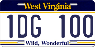WV license plate 1DG100
