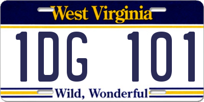 WV license plate 1DG101