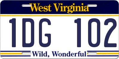 WV license plate 1DG102