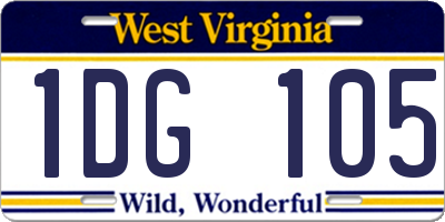 WV license plate 1DG105