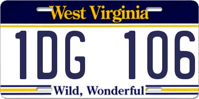 WV license plate 1DG106