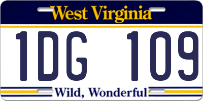 WV license plate 1DG109