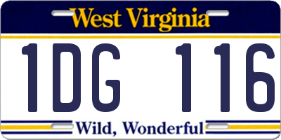 WV license plate 1DG116