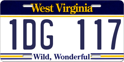 WV license plate 1DG117