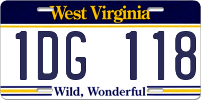 WV license plate 1DG118