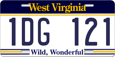 WV license plate 1DG121