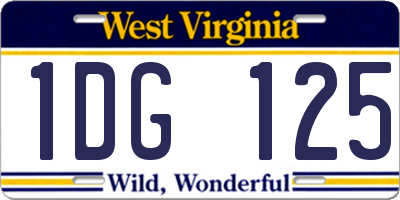 WV license plate 1DG125