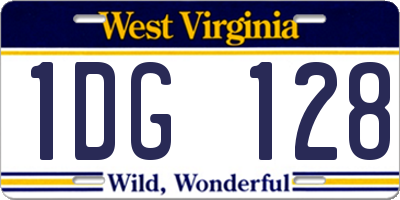 WV license plate 1DG128