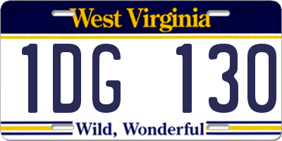 WV license plate 1DG130