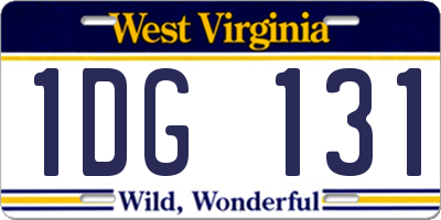 WV license plate 1DG131