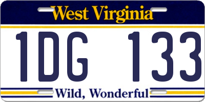 WV license plate 1DG133
