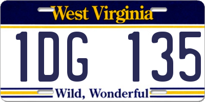 WV license plate 1DG135