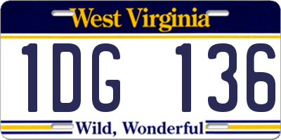 WV license plate 1DG136