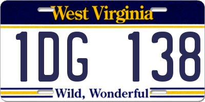 WV license plate 1DG138