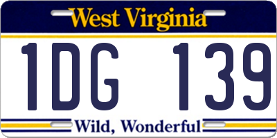 WV license plate 1DG139