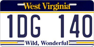 WV license plate 1DG140