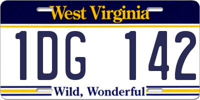 WV license plate 1DG142