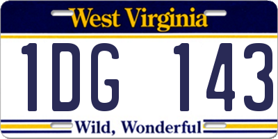 WV license plate 1DG143
