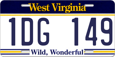 WV license plate 1DG149